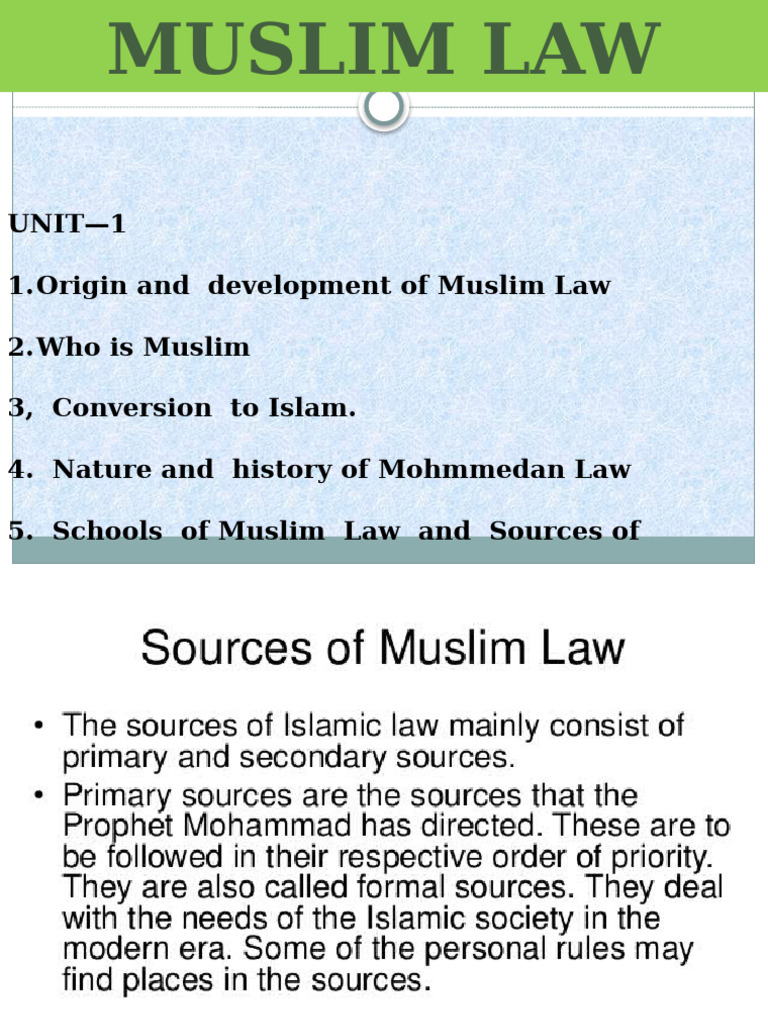 Overview of Muslim Law and Its Sources | PDF