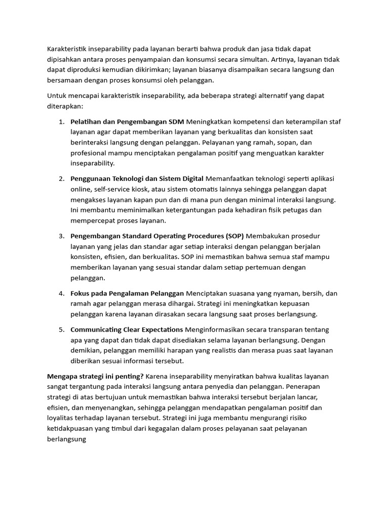 Karakteristik Inseparability Layanan | PDF