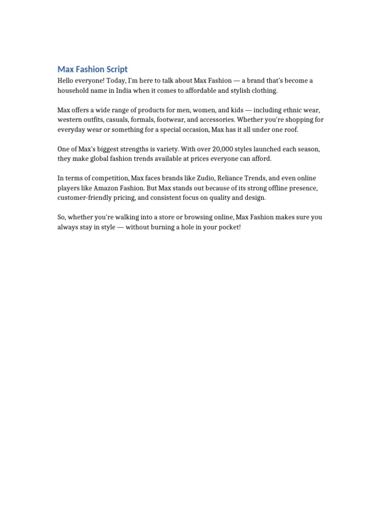 Max Fashion: Affordable Western Wear | PDF