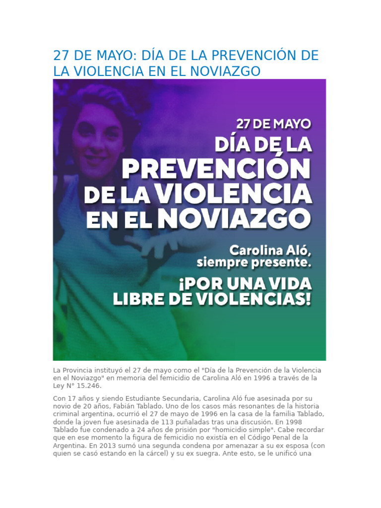 27 de Mayo Día de La Prevención de La Violencia en El Noviazgo | PDF ...