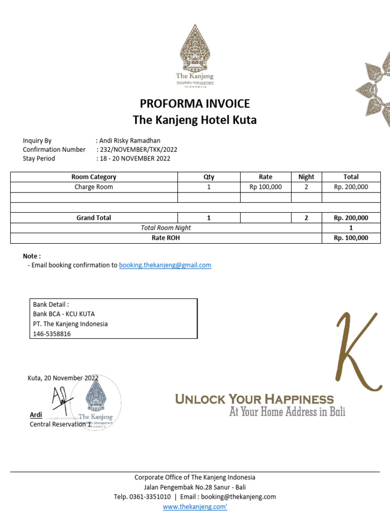 (Proforma Invoice) 232 - TKK - 2022 | PDF