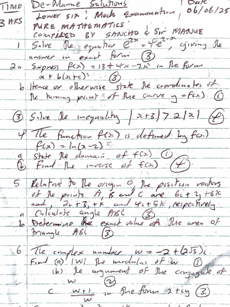 End of Month Test Pure Maths | PDF