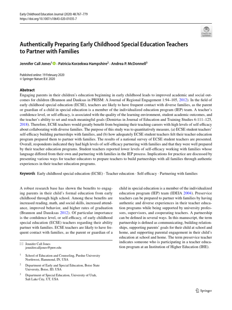 Authentically Preparing Early Childhood Special Education Teachers To ...