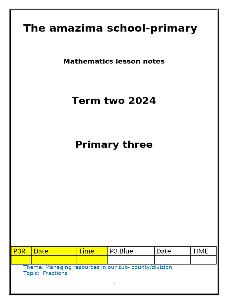 P3 MTC Math Lesson Notes 2024 | PDF | Mathematical Notation ...