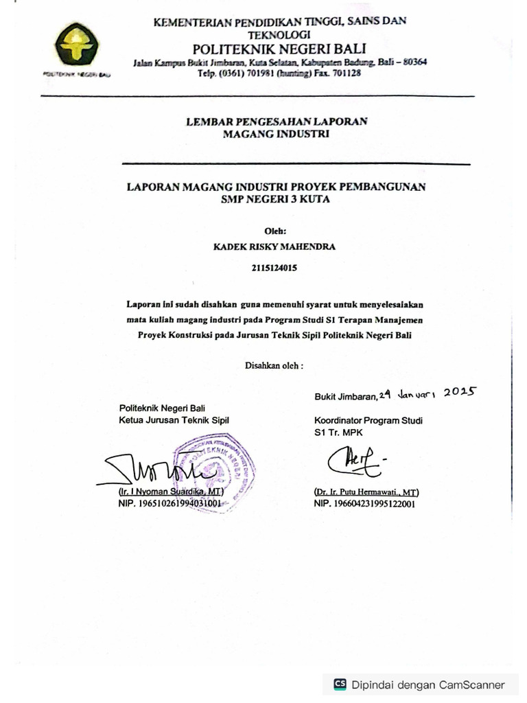 Surat Pengesahan Yang Sudaah Di Cap | PDF