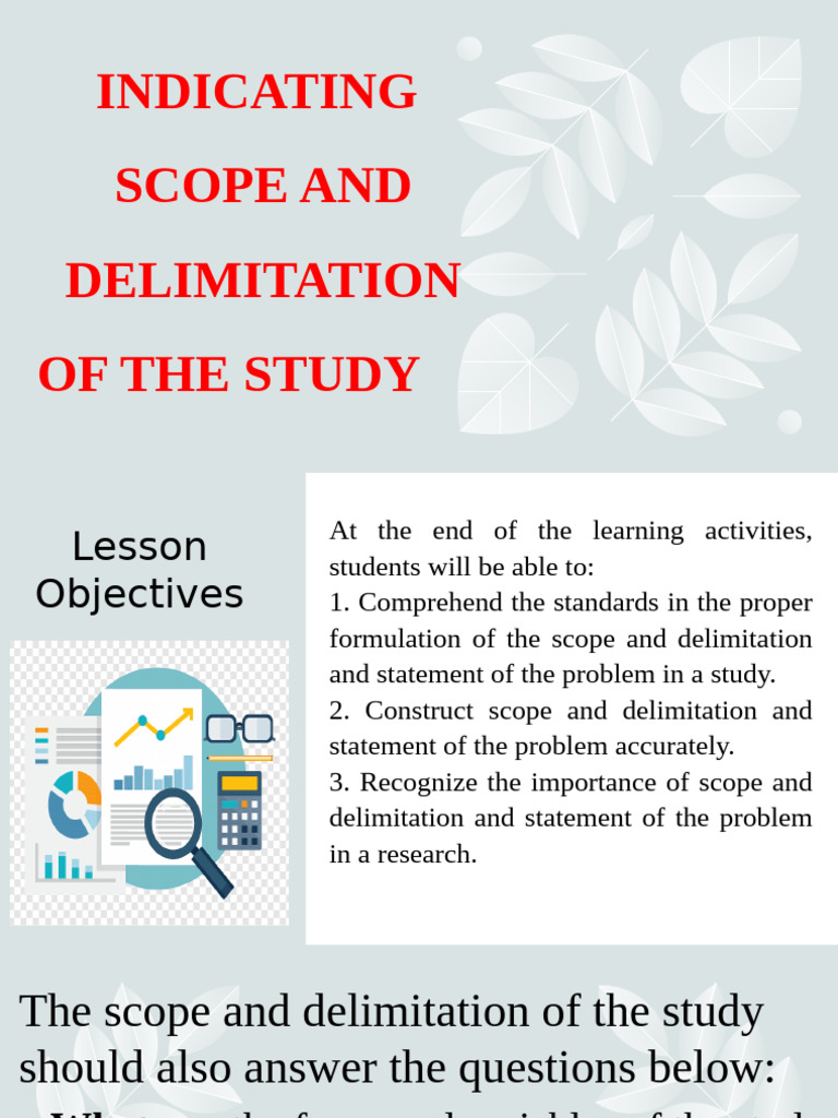 Scope and Limitation | PDF | Learning | Sampling (Statistics)