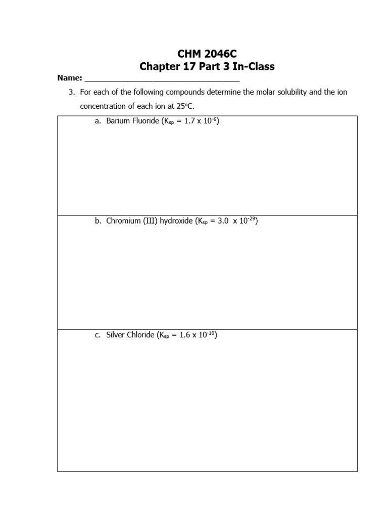 CHM 2046C Chap17 Part 3 In-Class | PDF
