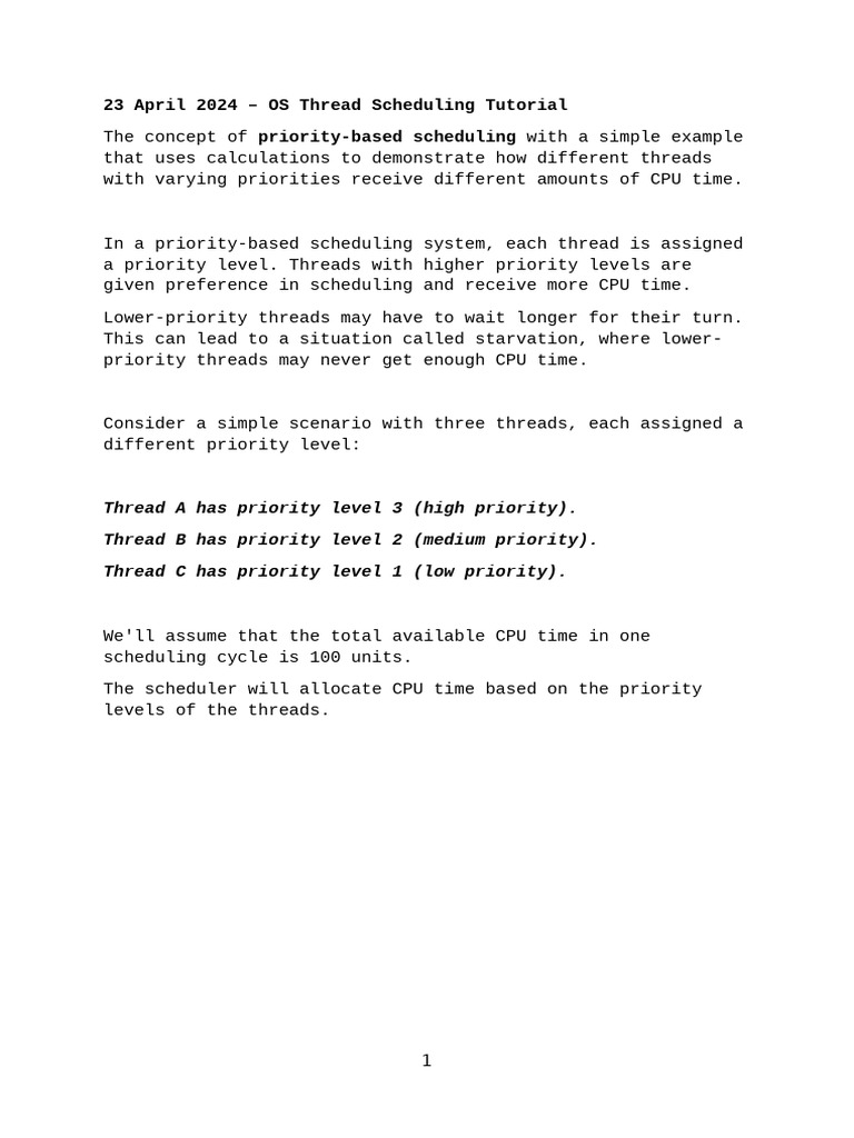 Tutorial Notes - OS Threads | PDF | Scheduling (Computing) | Thread ...