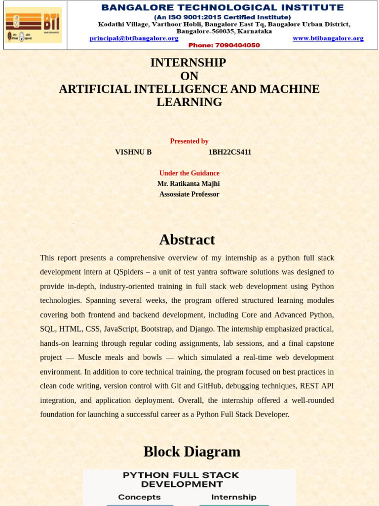 Python Full Stack Internship Report | PDF | Python (Programming ...