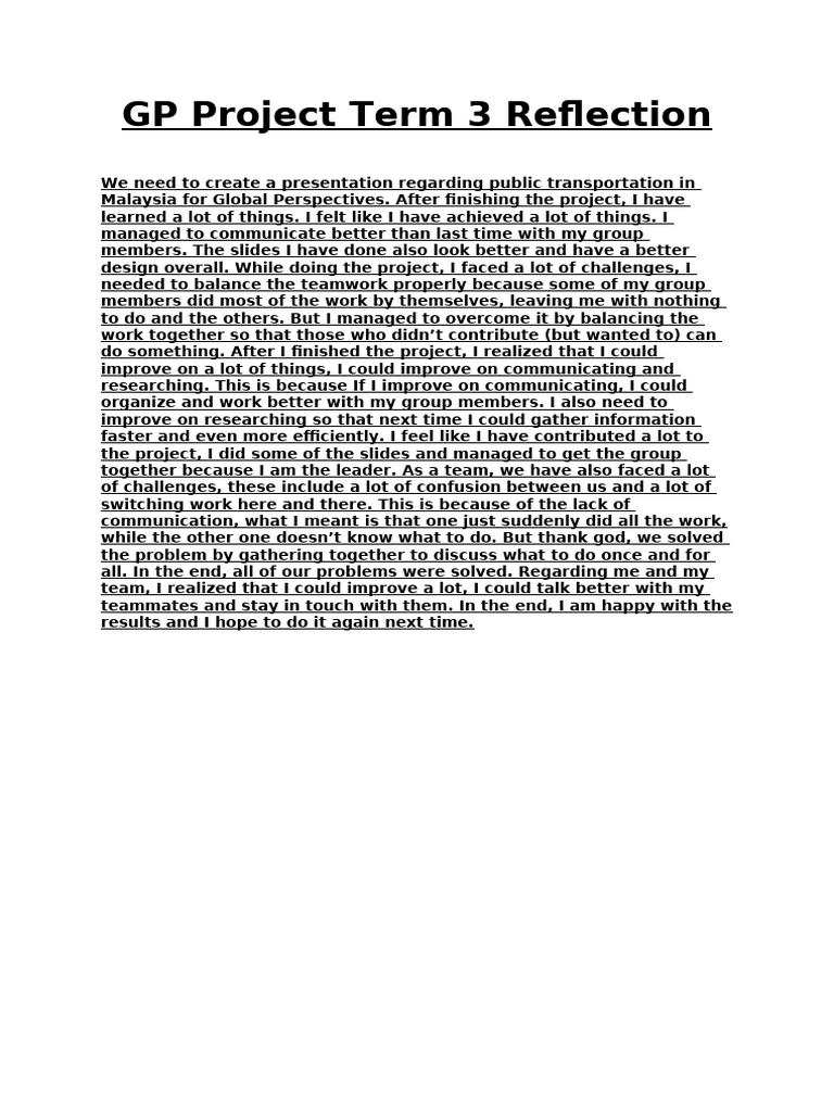 GP Project Term 3 Reflection | PDF