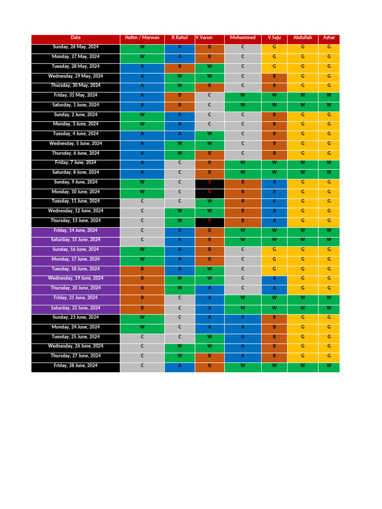 May-June 2024 Shift Schedule | PDF