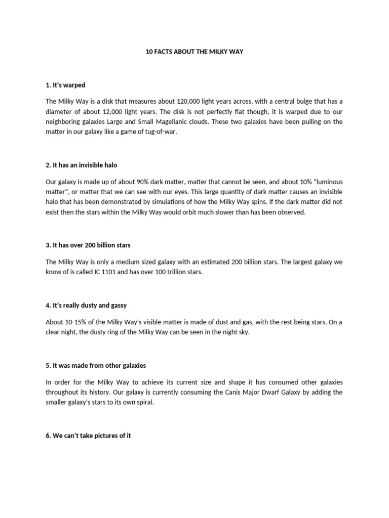 10 Facts About The Milky Way | PDF | Milky Way | Galaxy