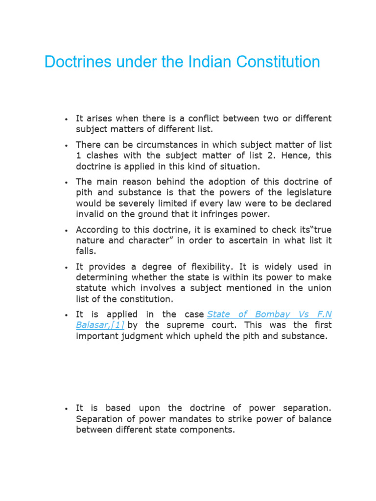 Key Doctrines of Indian Constitution | PDF | Political Charters ...
