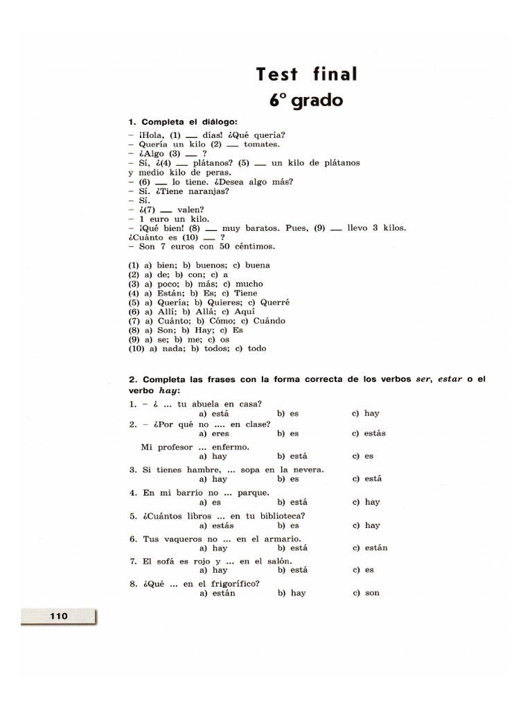 Test Final 6 Grado | PDF