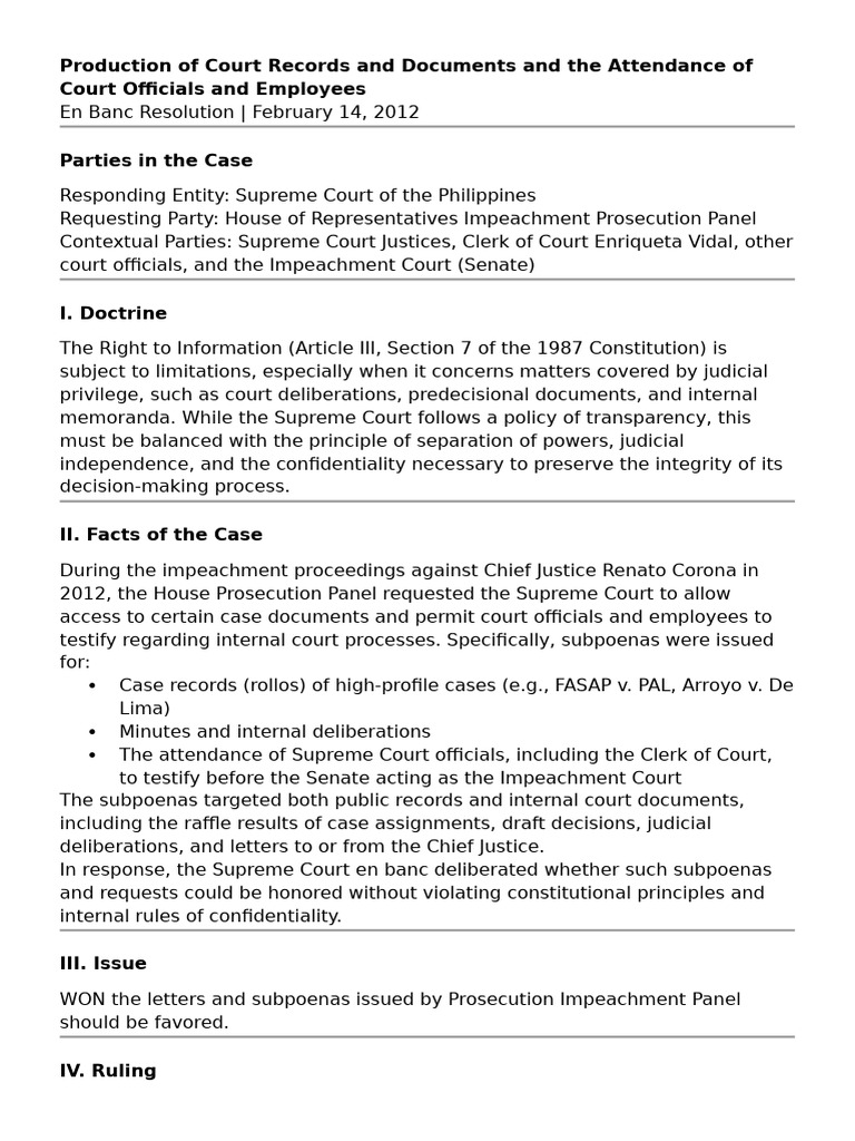 CD - Production of Court Records and Documents and The Attendance of ...