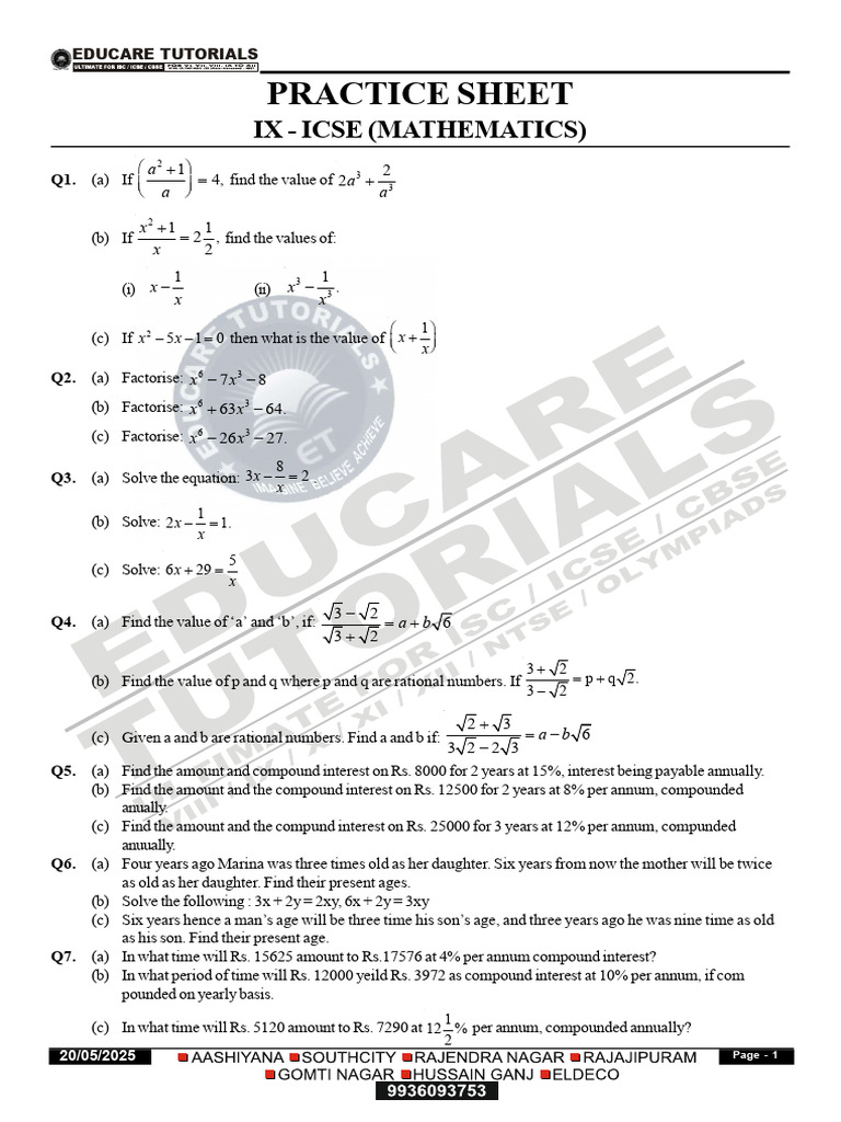 Age and Interest Problems Worksheet | PDF | Interest | Financial Services