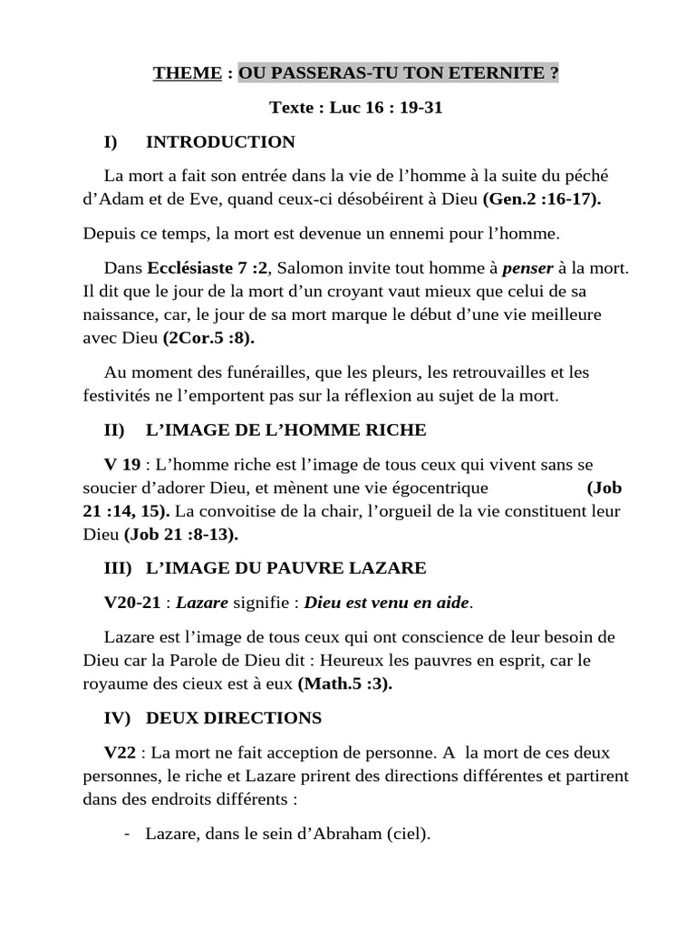 Où passeras-tu ton éternité ? | PDF | Enfer | Dieu