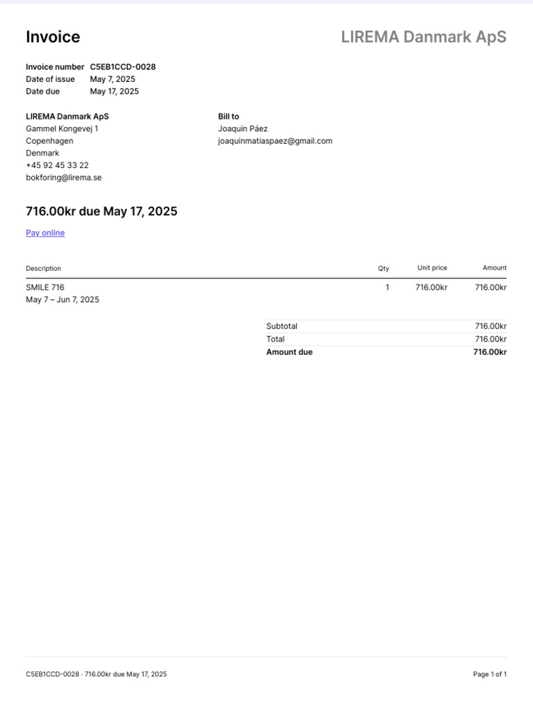 Invoice for LIREMA Smile Service | PDF