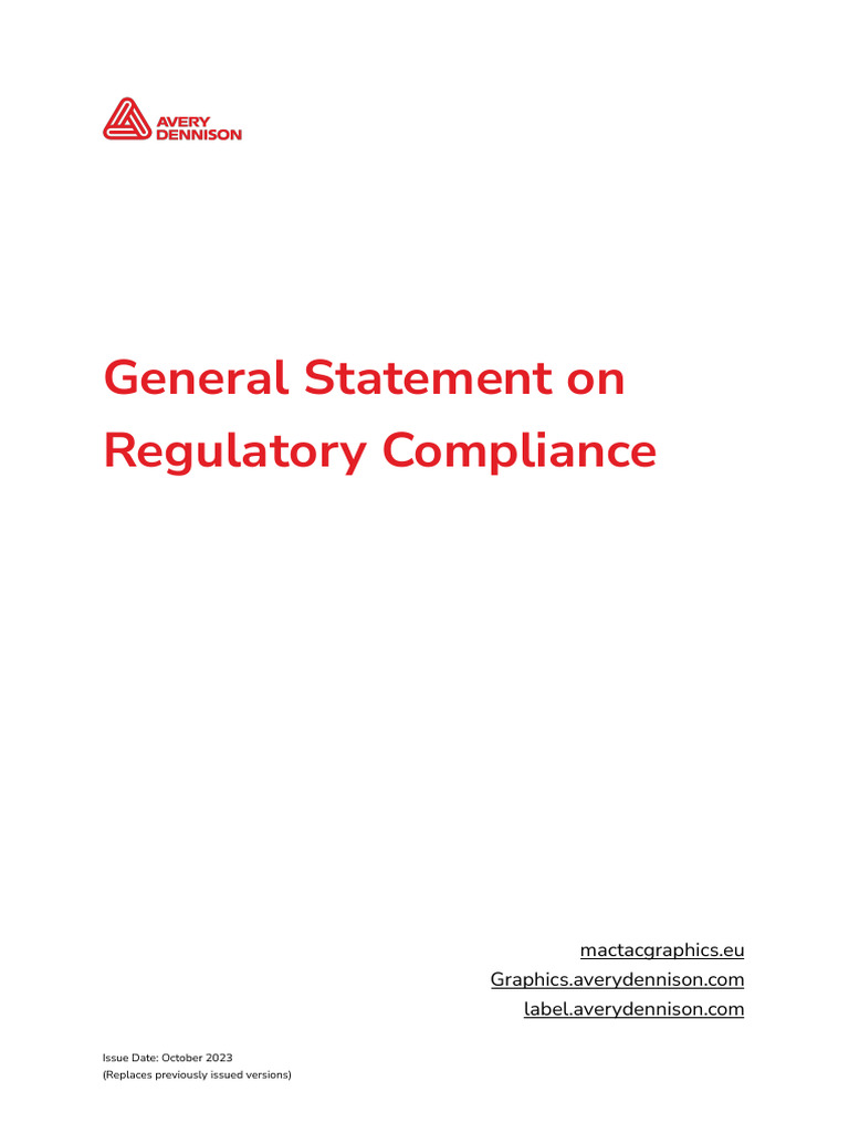 General Compliance Statements EMENA 10 - 2023 (AD-Internal) | PDF ...