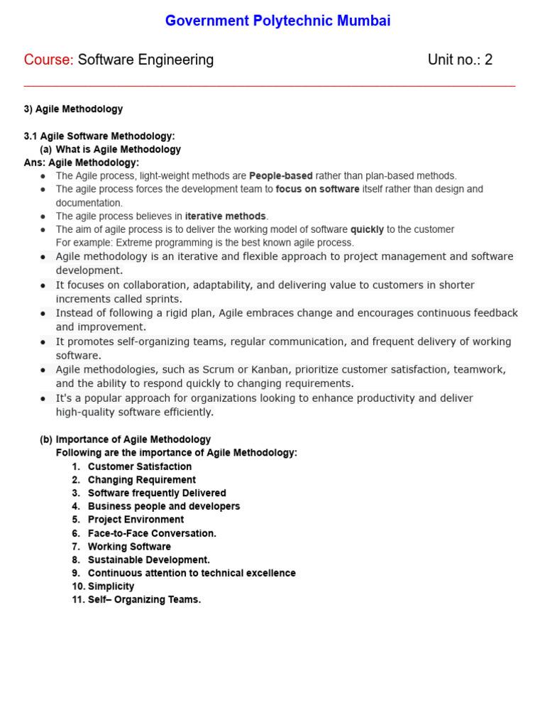 SE - Unit No.3-Azile Methdology | PDF | Agile Software Development ...
