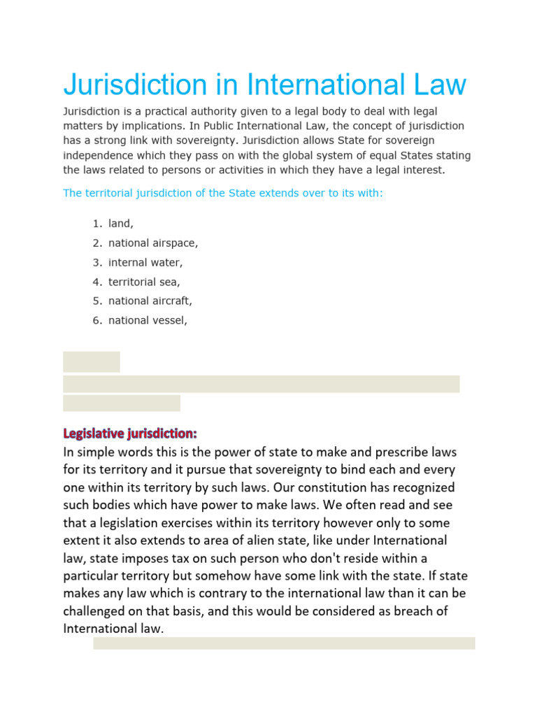 Understanding Jurisdiction in International Law | PDF | Jurisdiction ...