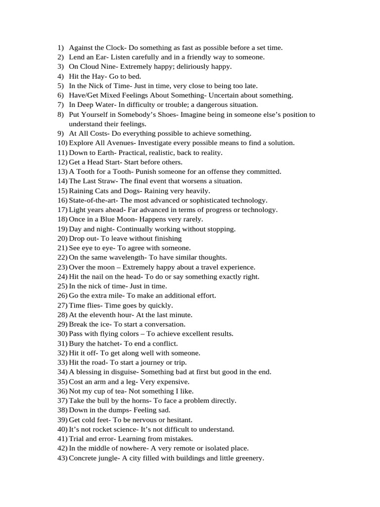 Essential Idioms for IELTS Speaking | PDF