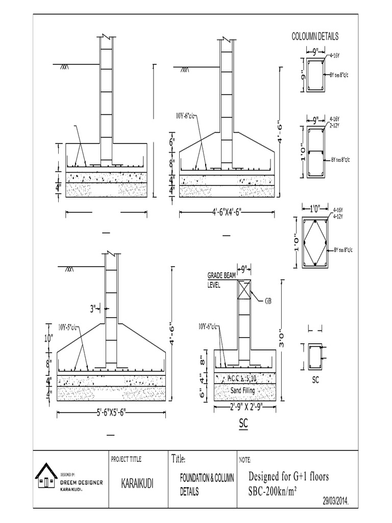 P.C.C 1:5:10 Column Details and Sand Filling | PDF