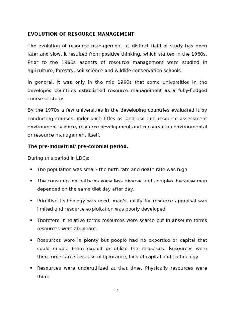 Topic 3 Principles Evolution of Resource Management - 080441 | PDF ...