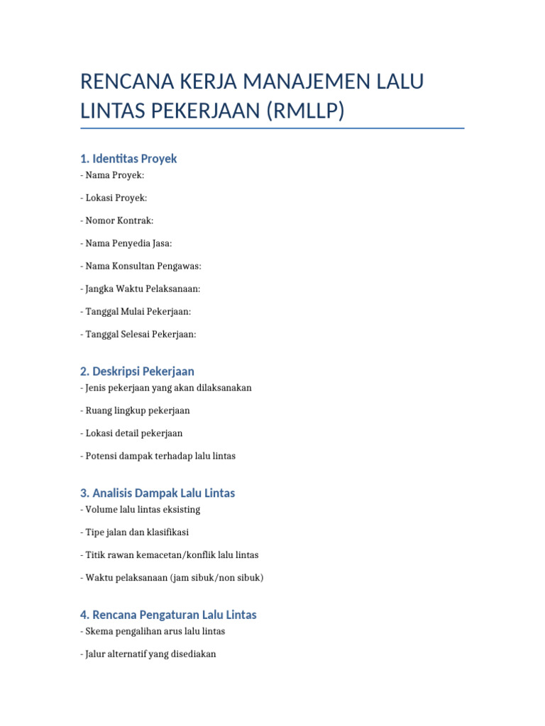 Rencana Manajemen Lalu Lintas Pekerjaan | PDF
