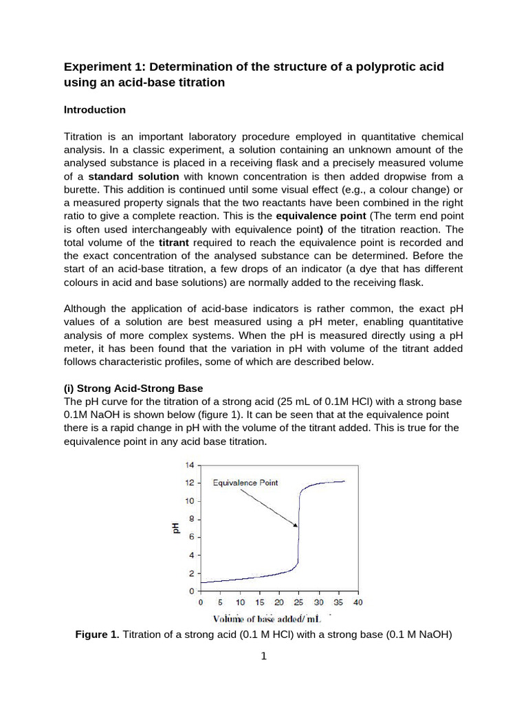 Titration of Polyprotic Acid Analysis | PDF | Titration | Chemistry