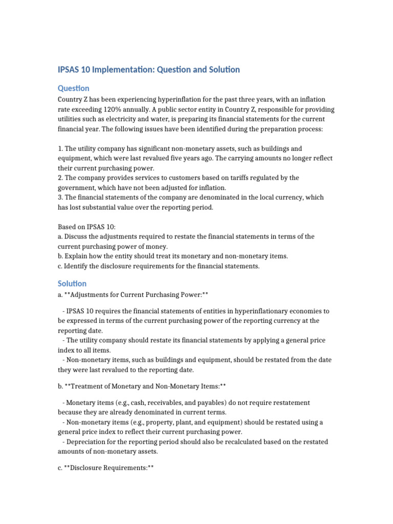 IPSAS 10 Question and Solution | PDF | Inflation | Monetary Policy