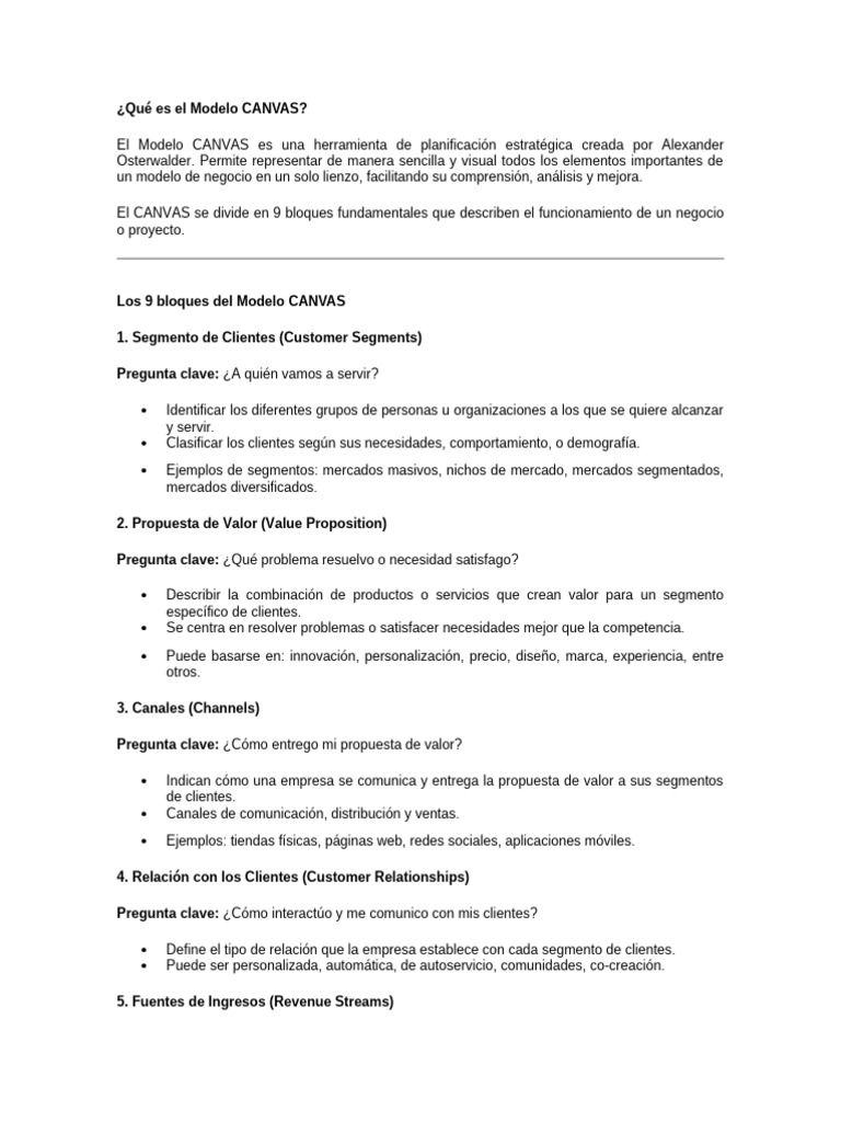 Guía Completa del Modelo CANVAS | PDF | Economias | Negocios económicos