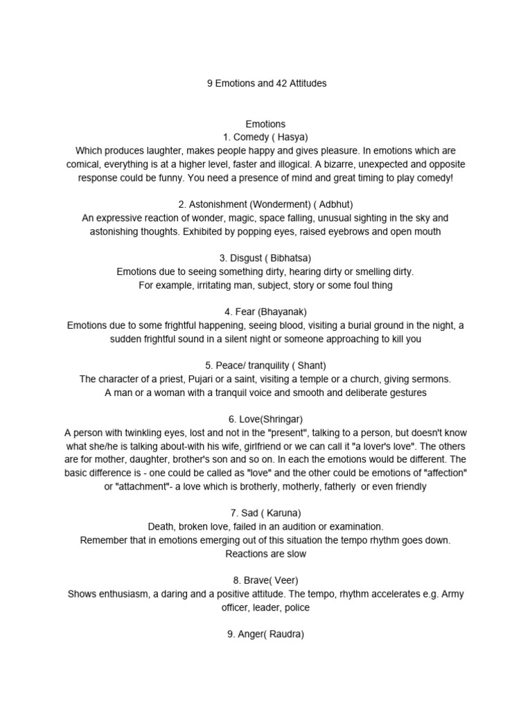 Nine Core Emotions Explained | PDF | Emotions | Comedy