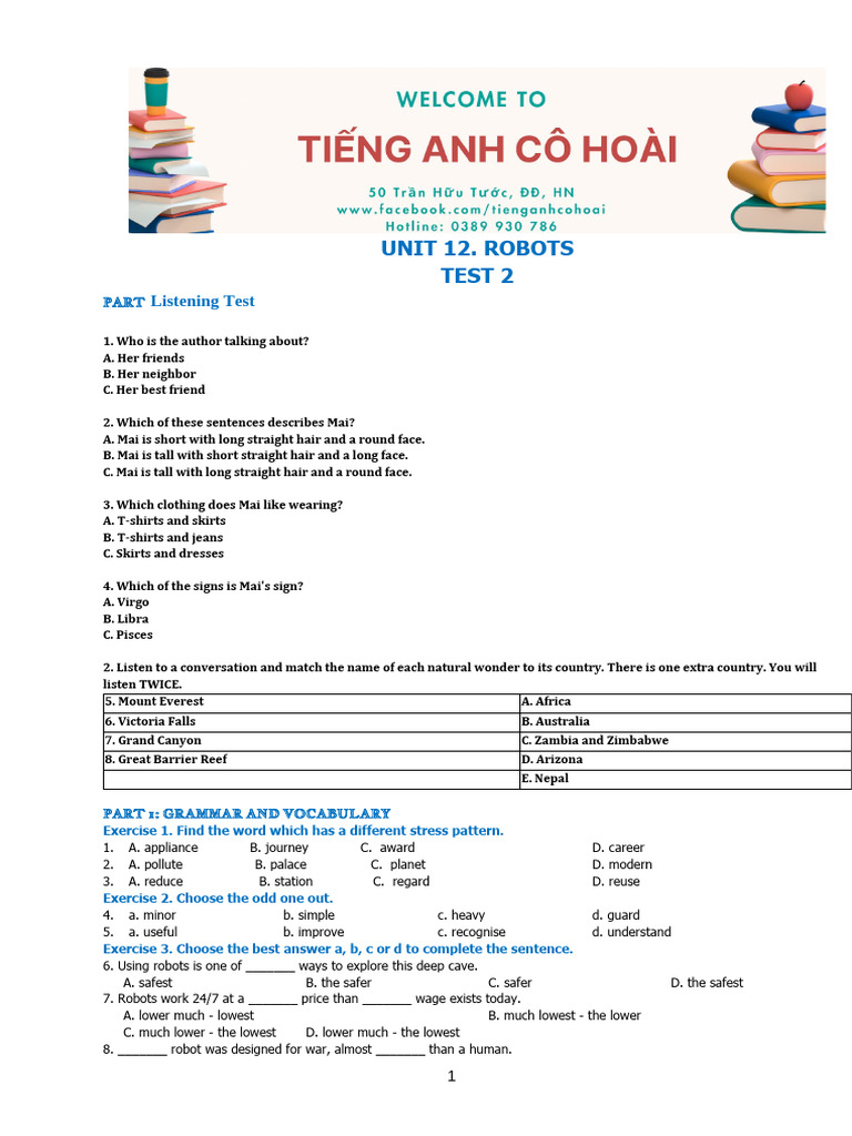 Bản Fix 12.5 Unit 12 Test 2- E6U12L1 | PDF | Restaurants | Waiting Staff