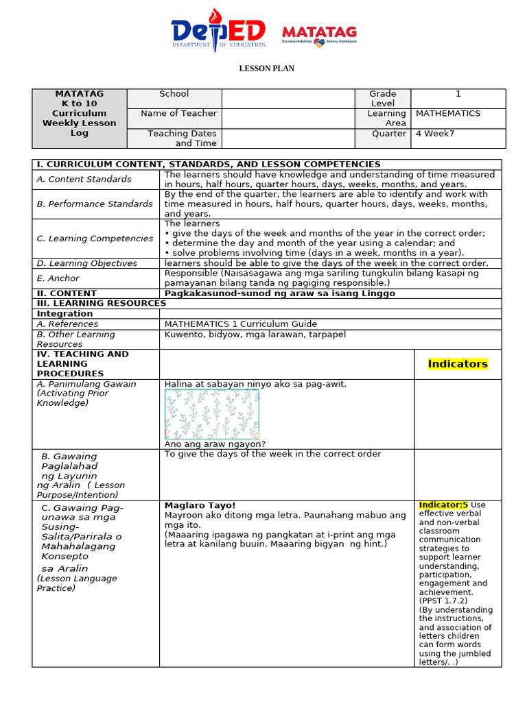 UDL Lesson Plan: Days of the Week | PDF | Learning | Lesson Plan