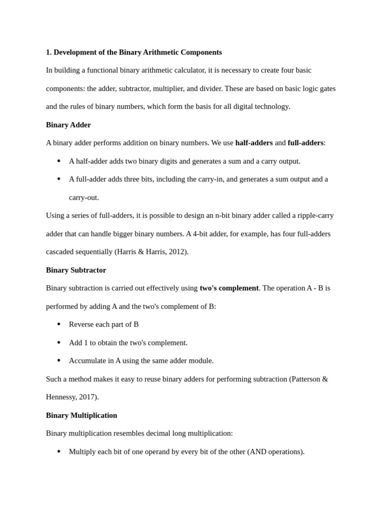Building a Binary Arithmetic Calculator | PDF | Computer Engineering ...