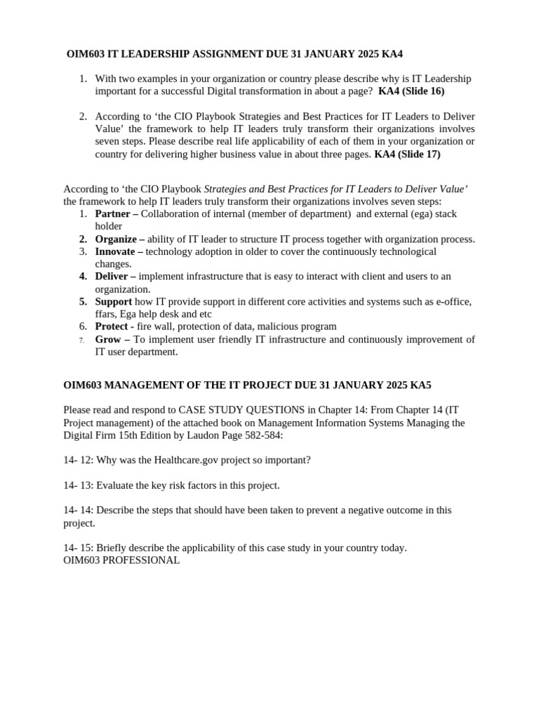 Oim603 It Leadership Assignment | PDF | Communication | Business