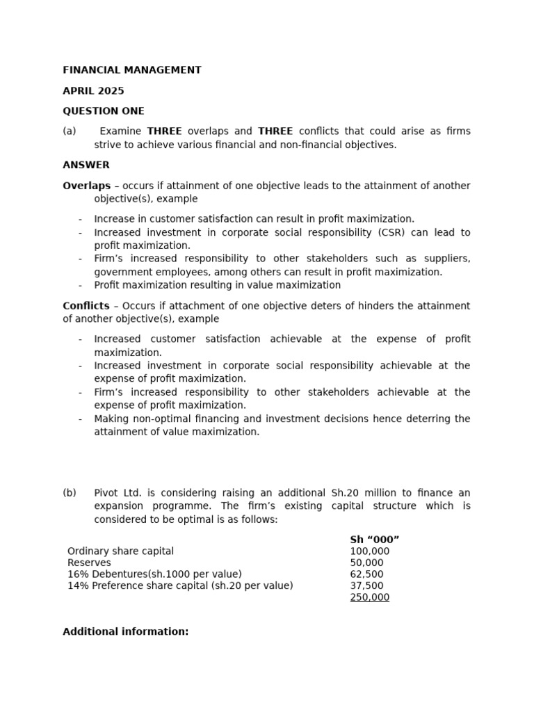 Financial Management: Objectives & Costs | PDF | Internal Rate Of ...