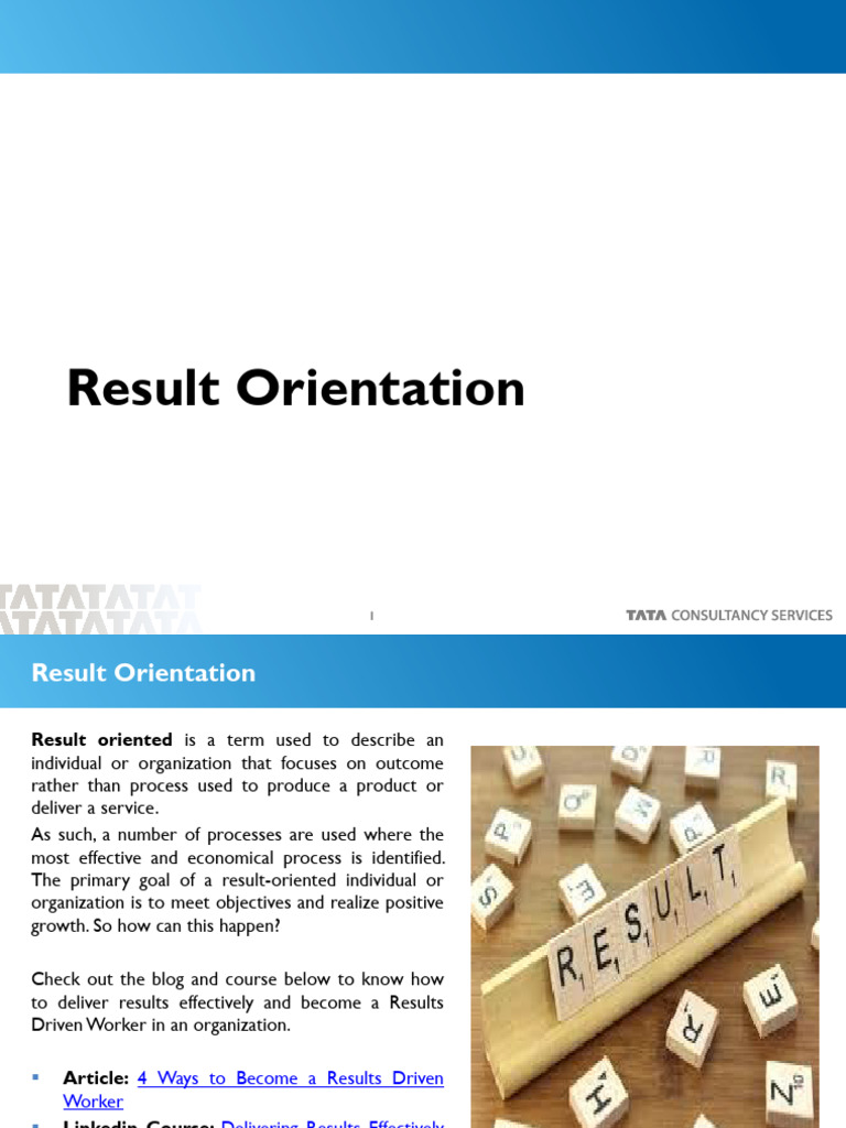 Results Orientation: Key Strategies for Success | PDF | Organizational ...