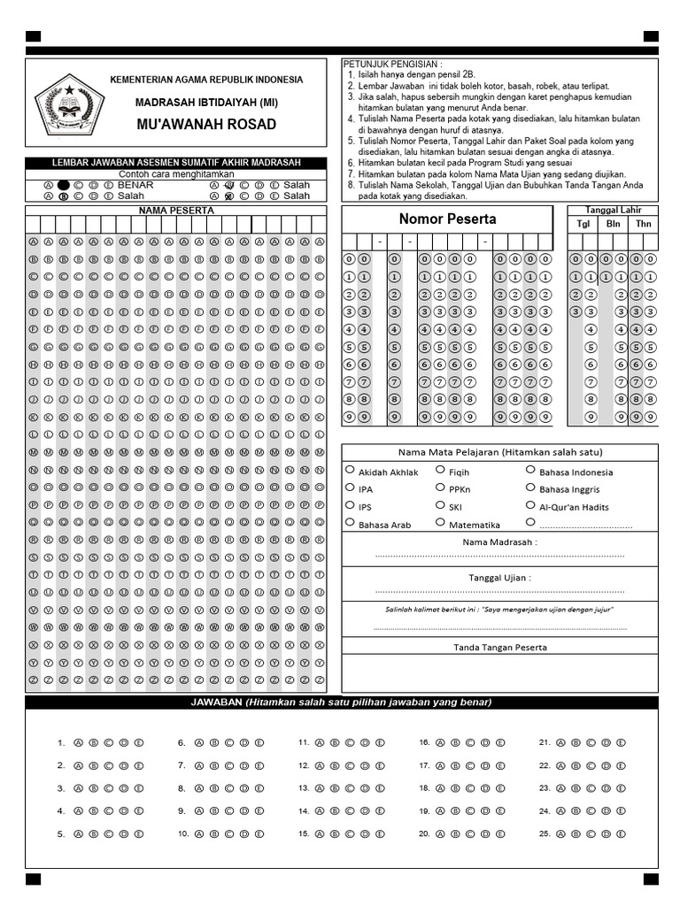 Panduan Pengisian Kertas LJK | PDF