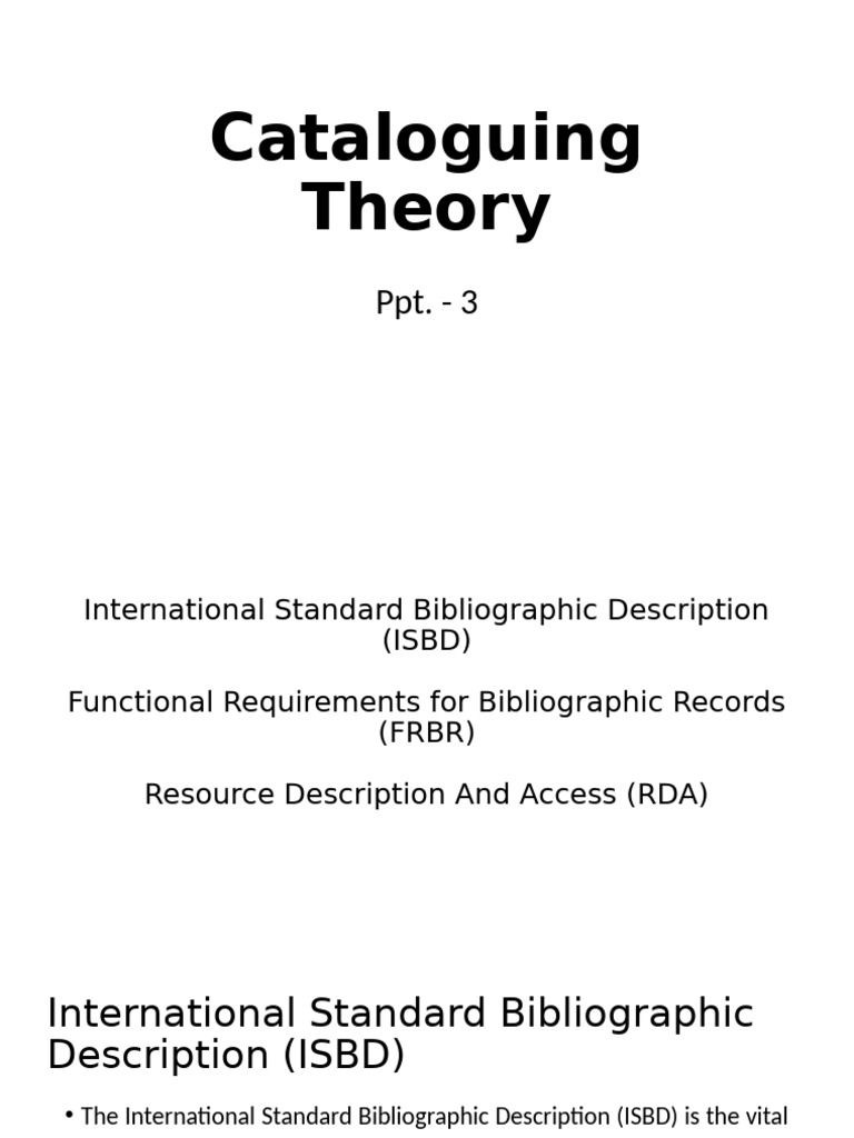 Overview of ISBD Standards | PDF | Library Cataloging And ...