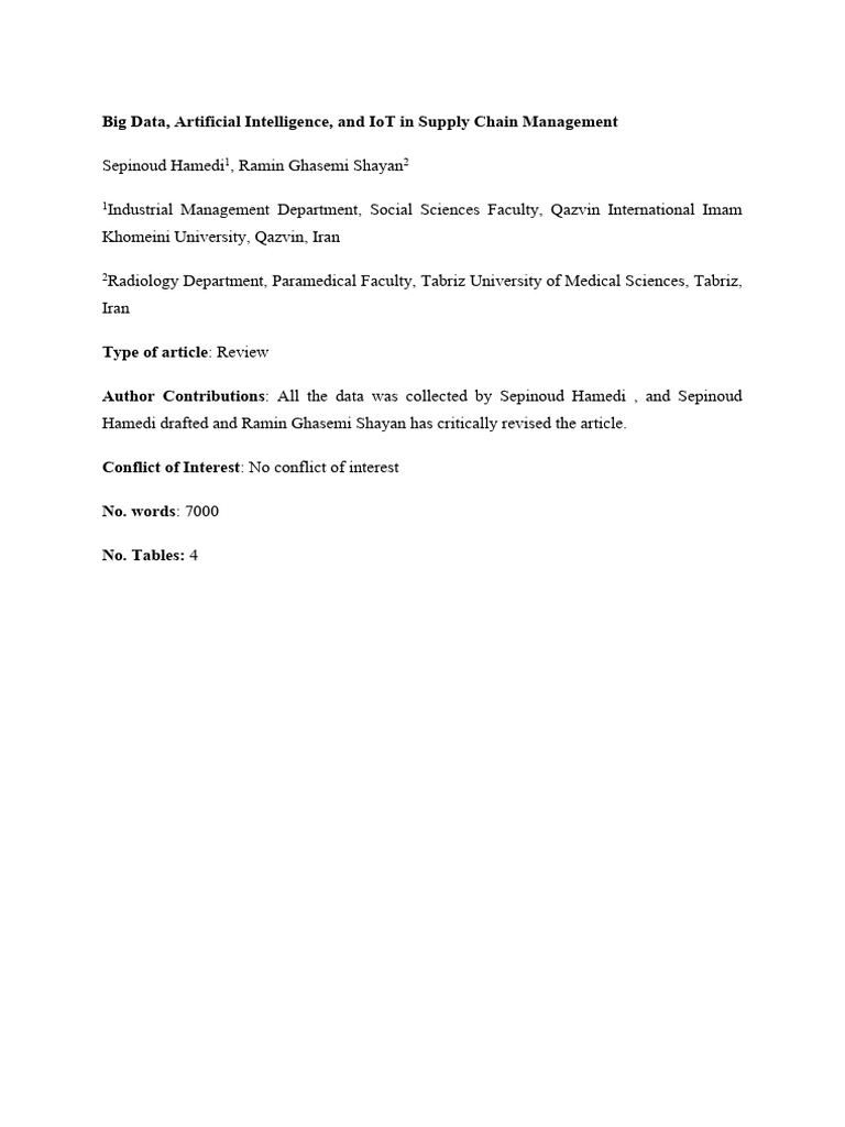 Big Data and IoT in Supply Chains | PDF | Internet Of Things | Security