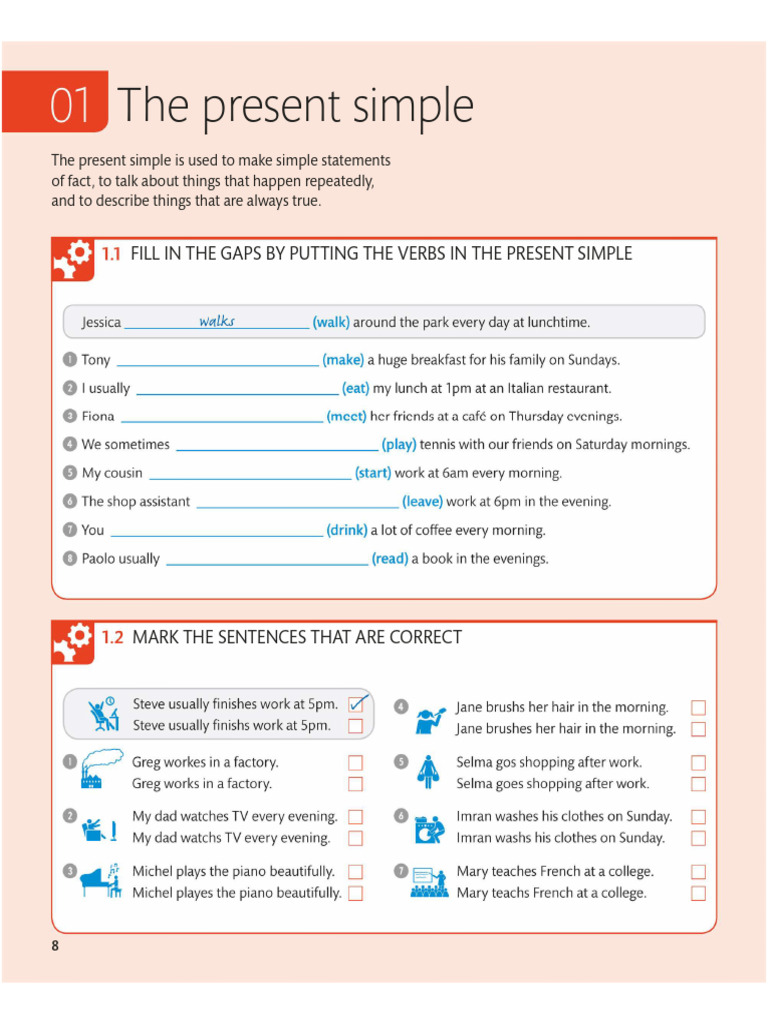 Present Simple Tense Exercises | PDF