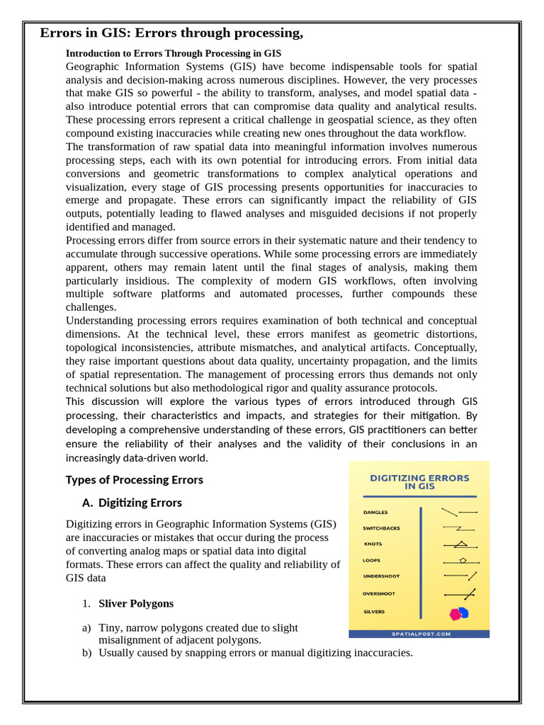GIS Processing Errors Explained | PDF | Geographic Information System ...