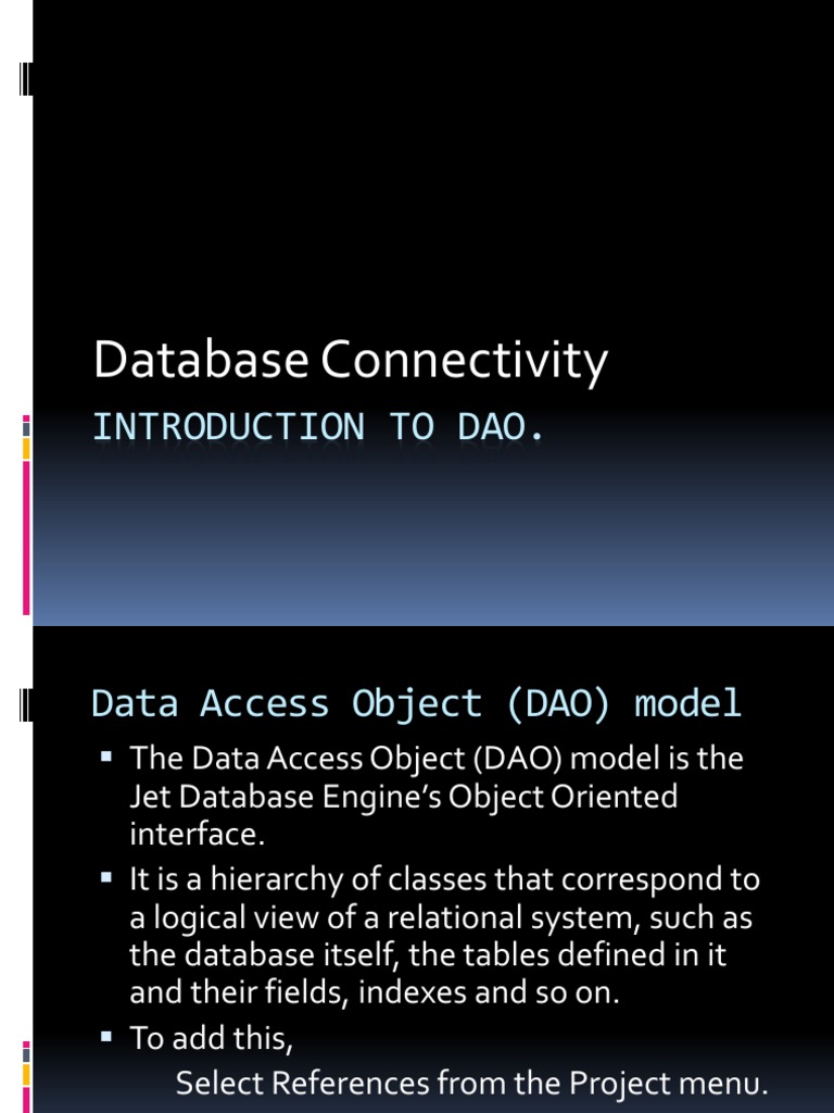 DAO | PDF | Active X Data Objects | Object (Computer Science)