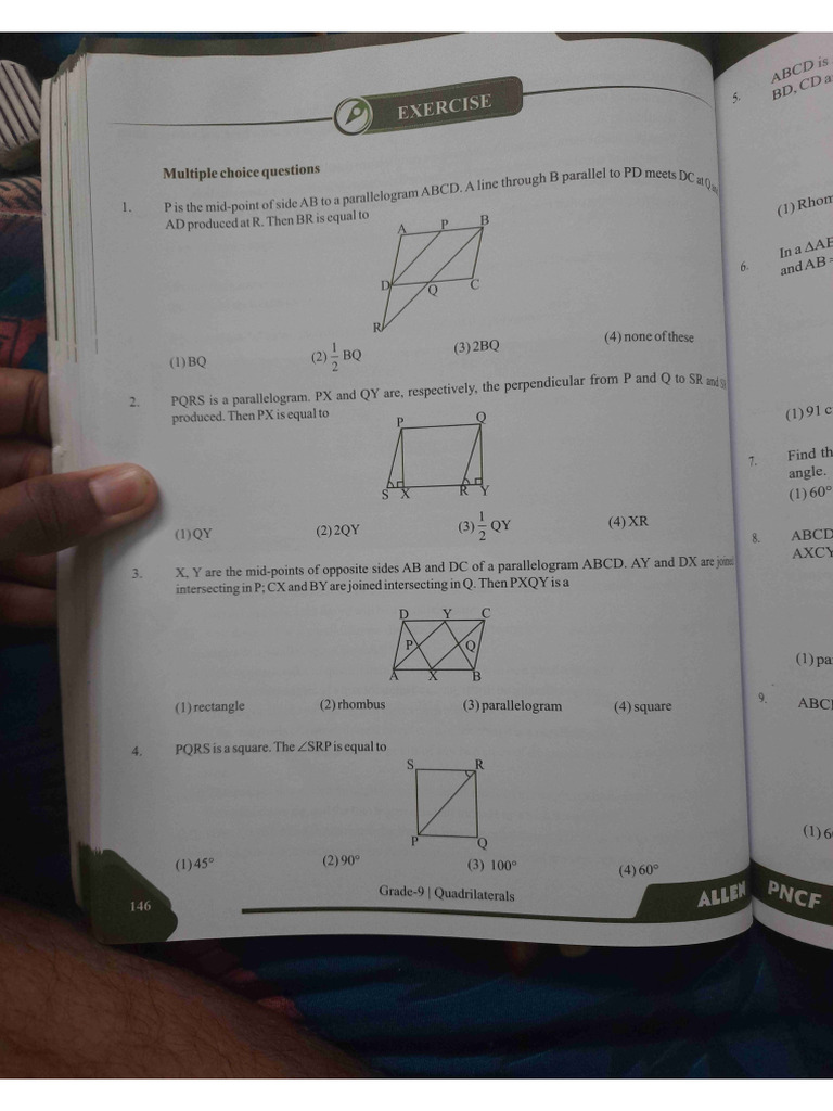 Allen Maths Advanced Module Chapter Quadrilaterals Class 9 | PDF