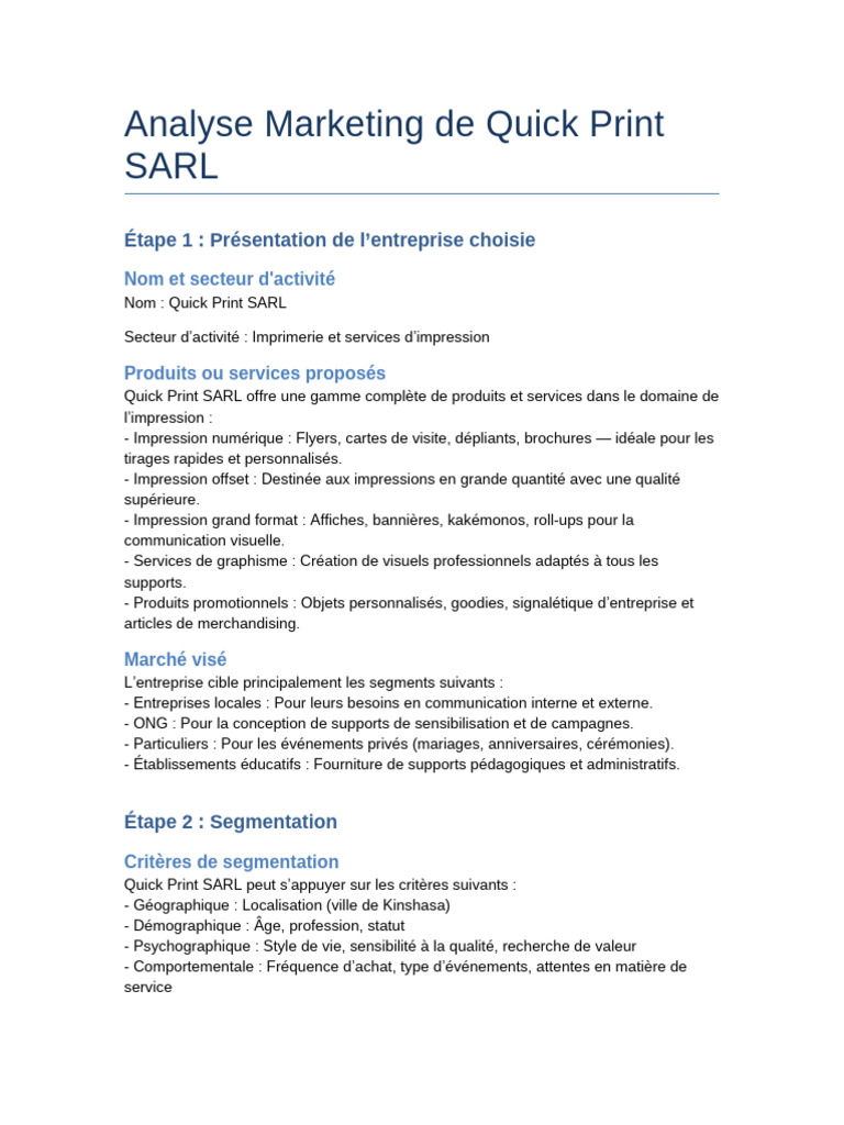 Quick Print SARL : Impressions à Kinshasa | PDF | Marque | Impression
