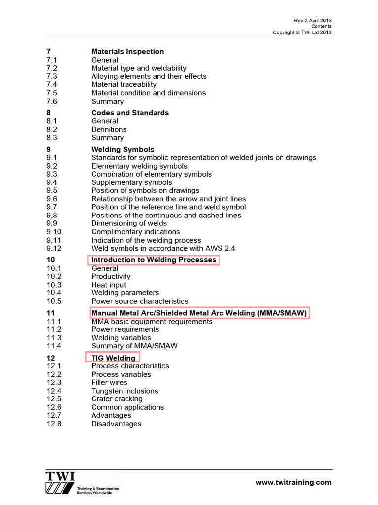 CSWIP 3.1 - Welding Inspector – Contents | PDF | Welding | Construction