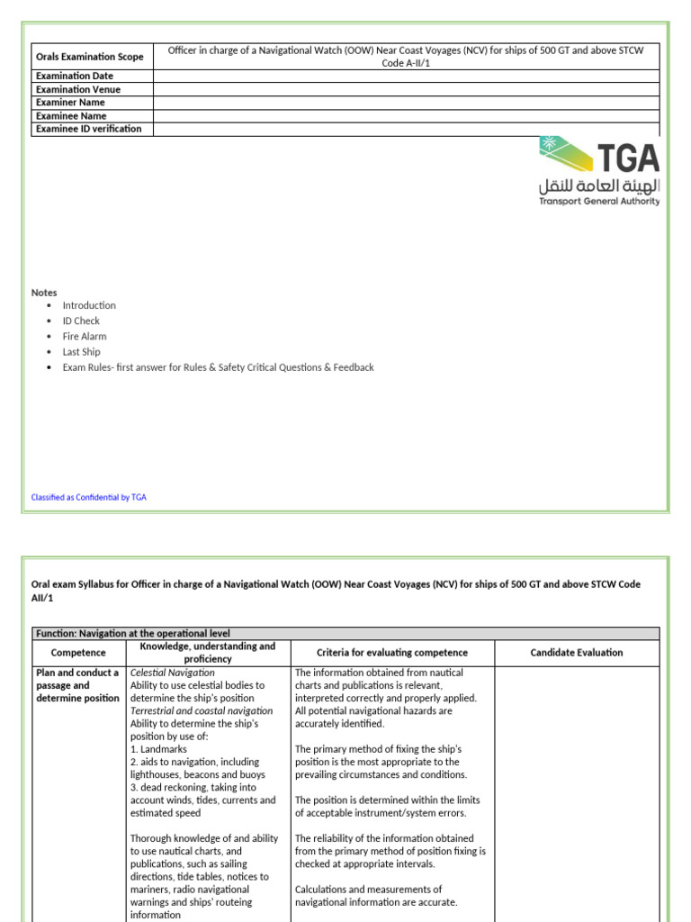 OOW NCV Oral Exam Syllabus Guide | PDF | Navigation | Ships