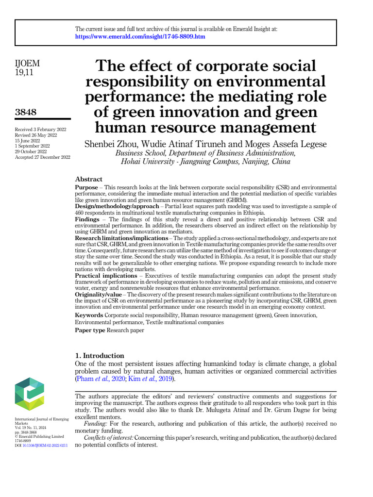 CSR Environmental Performance | PDF | Corporate Social Responsibility ...